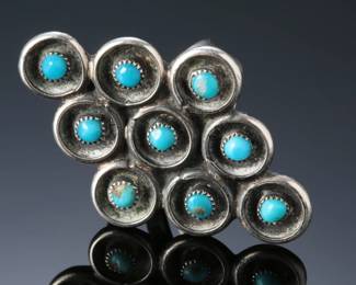 Navajo Silver & Snake Eye Turquoise Ring SZ: 6.25 Native American Jewelry