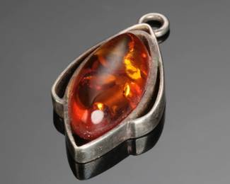 Vintage Silver & Amber Pendant