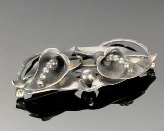Vintage Sterling Silver Calla Lily Brooch Pin MCM