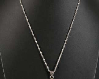 Navajo Sterling Silver & Amber Pendant Necklace Native American Jewelry