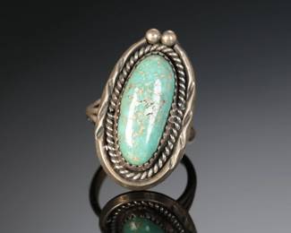Vintage Navajo Turquoise & Silver Ring Native American Jewelry
