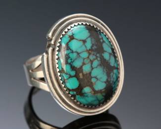 Navajo Hopinka Arts Turquoise & Sterling Silver Ring SZ: 9 Native American Jewelry