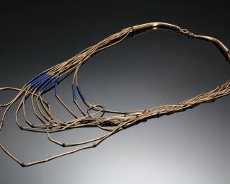 AS-IS 12kt Gold Filled Lapis Lazuli Liquid Multi-Strand Native American Necklace