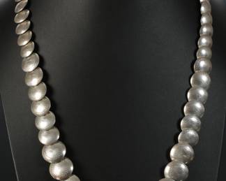 Navajo Silver Graduated Disc Bead Necklace Native American Jewelry