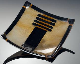 Studio Art Fused Glass Flared Corner Dish Tile