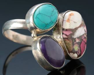 Sterling Silver Multistone Ring SZ: 9-11