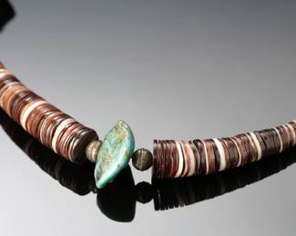 Santo Domingo Graduated Heishi & 3 Turquoise Nugget Necklace Native American Jewelry