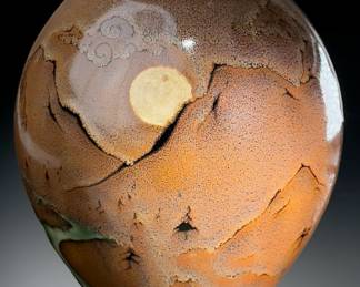 Studio Art Pottery Vase Signed River Moon 8 Mountains