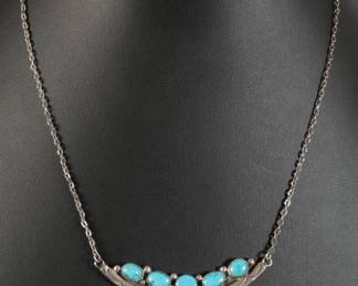 Navajo Sadie Randolph Sterling Silver & Turquoise Necklace Native American Jewelry