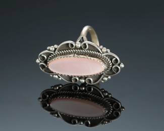 Vintage Navajo Silver & Pink Shell Ring Native American Jewelry