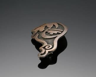 Hopi Silver Overlay Quail Pin Brooch Native American Jewelry