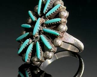 Vintage Zuni Silver & Turquoise Ring Native American Jewelry