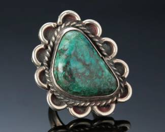 Navajo Silver & Chrysocolla Ring SZ: 6.5 Native American Jewelry