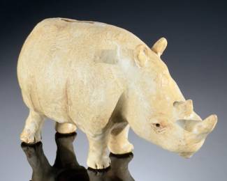 Studio Art Pottery Rhinoceros Coin Bank