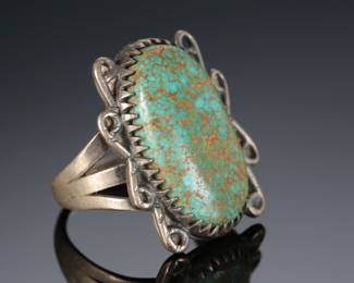 Vintage Navajo Silver & Turquoise Ring Native American Jewelry