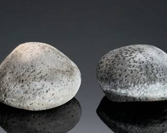 2pc Artist Made Stones Gabriel Loncsar Studio Art Pottery
