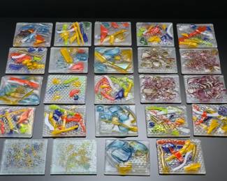 Lot of 24 4x4” Studio Art Fused Glass Tiles/Panels