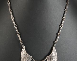 Egyptian Silver 3-Panel Necklace