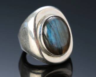 Sterling Silver & Labradorite Modern Ring SZ: 7.25\