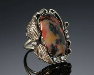 Navajo Petrified Wood & Silver Ring Native American Jewelry
