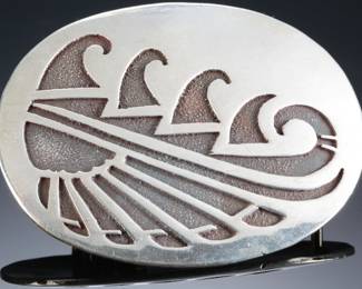 Hopi Silver Overlay Belt Buckle Native American
