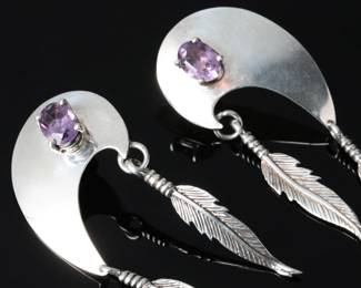 Carol Felley Sterling Silver Southwest Feather Earrings