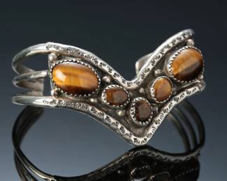 Silver & Tigers Eye Cuff Bracelet