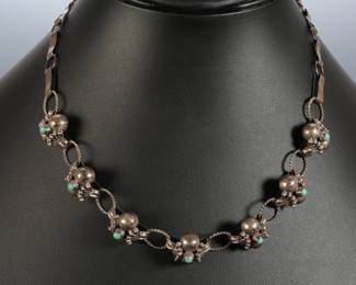 Vintage Mexican Silver & Turquoise Choker Necklace