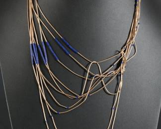 AS-IS 12kt Gold Filled Lapis Lazuli Liquid Multi-Strand Native American Necklace