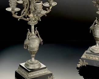 Antique Heavy Cast Candelabras Pair