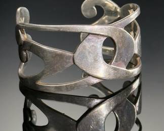 Vintage Modernist Sterling Silver Cuff Bracelet