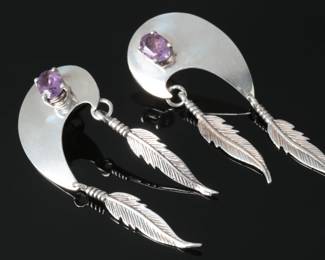 Carol Felley Sterling Silver Southwest Feather Earrings