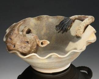 Studio Art Pottery Rhinoceros Bowl