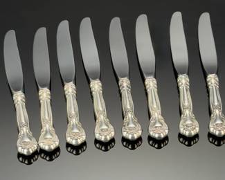 Lot of 8 Gorham Chantilly Table Knives Sterling Handle Stainless Steel Blade Flatware