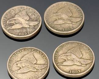 Lot of 4 1857 Liberty Flying Eagle Cent Coins