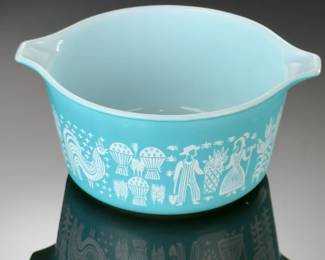 Pyrex #473 Turquoise Blue Amish Butterprint 1 QT Casserole Dish