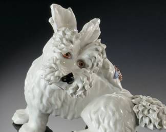 Italian Porcelain Spaghetti Dog Sculpture