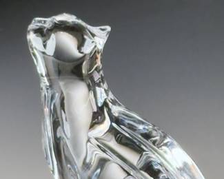 Waterford Crystal Cat Looking Up Figurine
