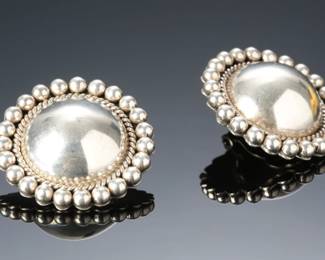 Navajo Richard Little Yellowhorse Rising Sun Sterling Silver Clip-on Earrings Native American Jewelry