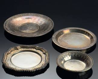 Lot of 4 Antique Silver Plated Serving Trays