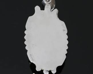 Navajo Sterling Silver & Malachite Pendant Signed Native American Jewelry