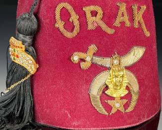 Jeweled El Bekal Fez Cap Shriner Masonic Freemason Wool Club Lodge Hat Orak Shrine Temple