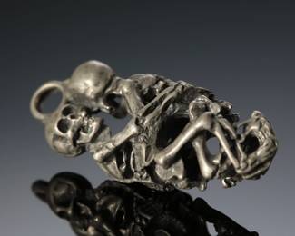 Vintage Silver Embracing Skeleton Pendant