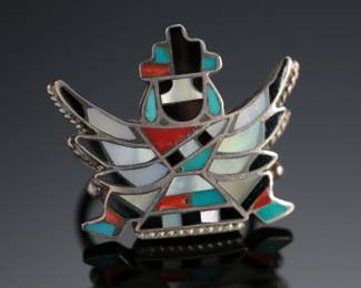 Zuni Knifing Multi-Stone Inlay Ring Native American Jewelry