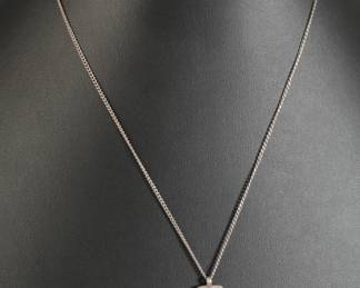 Vintage Navajo Shadowbox Silver & Turquoise Pendant Necklace Native American Jewelry