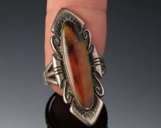 Navajo Sterling SIlver & Jasper Ring SZ: 8.5 Native AMerican Jewelry