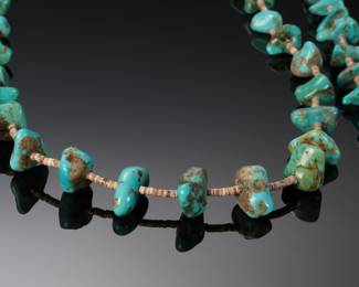 Lot of 2 Vintage Turquoise Nugget & Shell Heishi Bead Necklace Pair Native American Jewelry