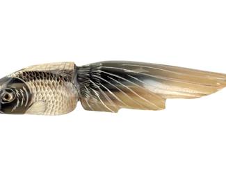 Hand Carved Fish Figure Buffalo Horn