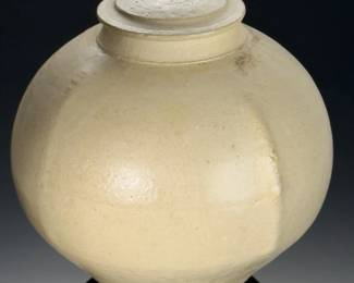 Studio Art Pottery Lidded Bulbous Jar Vase Ceramic