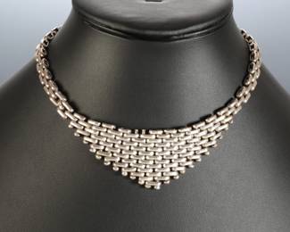 Vintage Mexican Sterling Silver Weave Necklace
